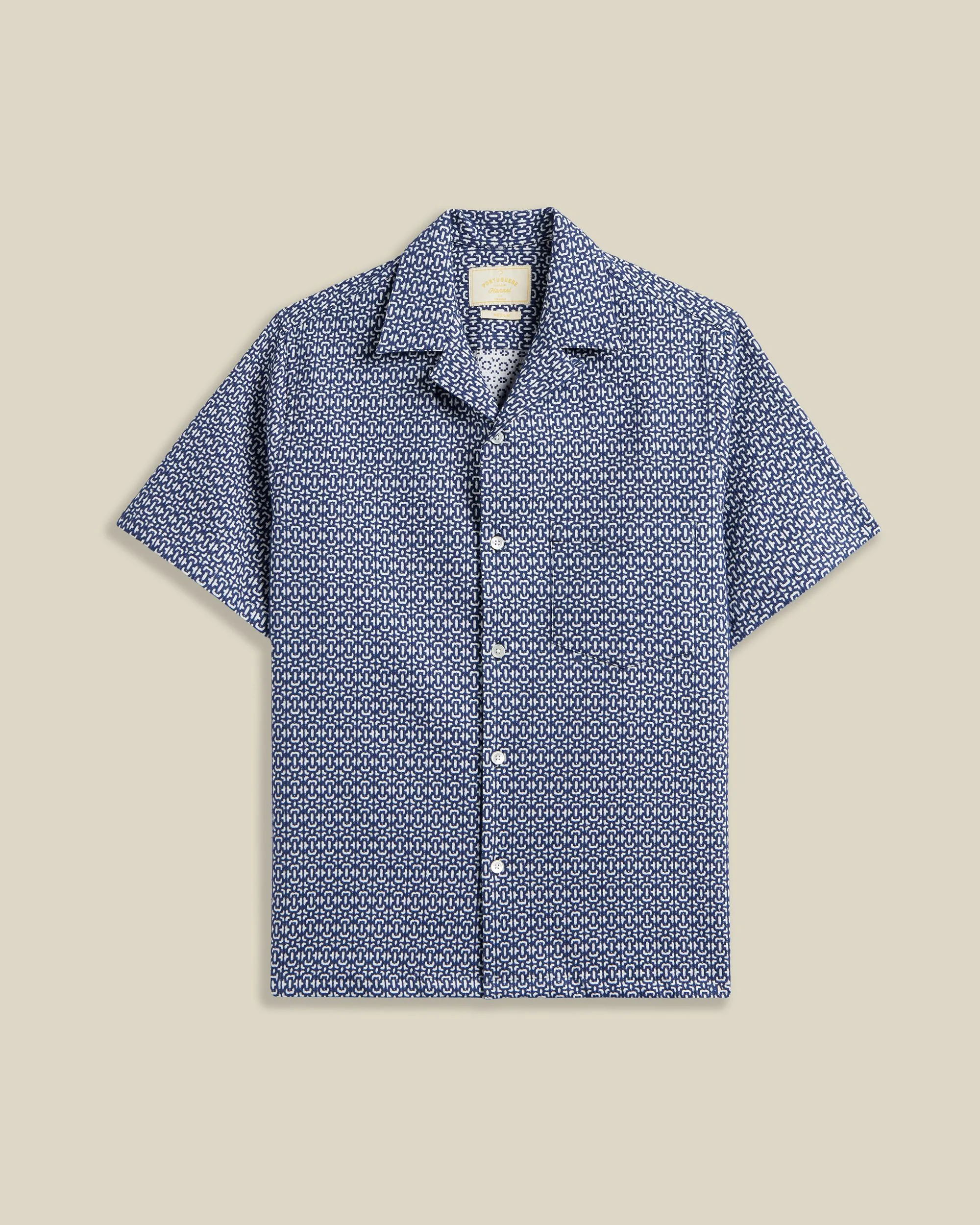 'Abstract Textile' Jacquard Camp Collar Shirt