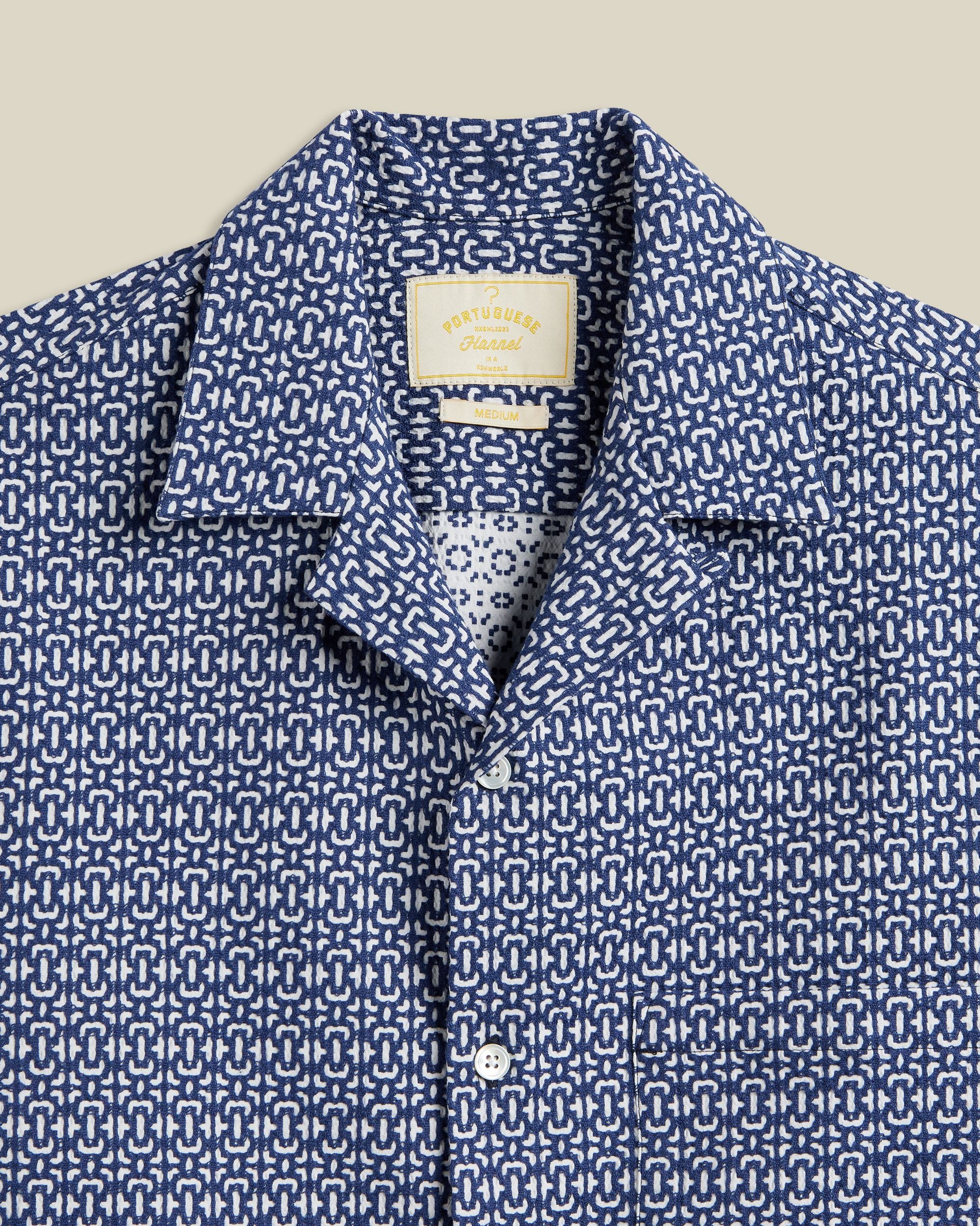'Abstract Textile' Jacquard Camp Collar Shirt - Image 2