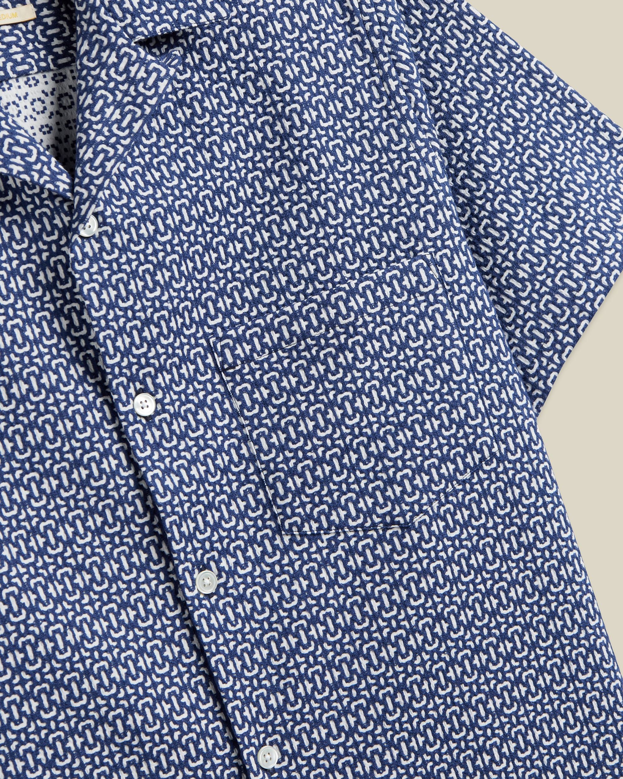 'Abstract Textile' Jacquard Camp Collar Shirt - Image 4
