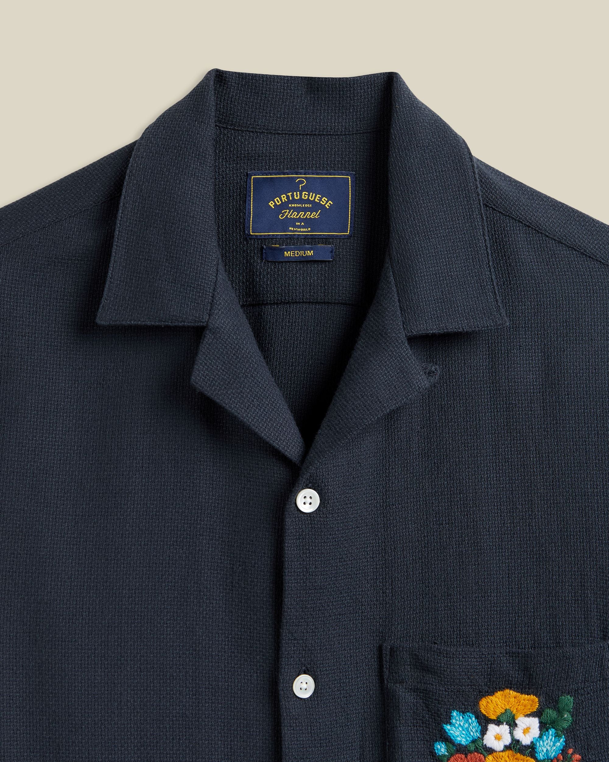 'Embroidery Piquet' Cotton Camp Collar Shirt - Image 2