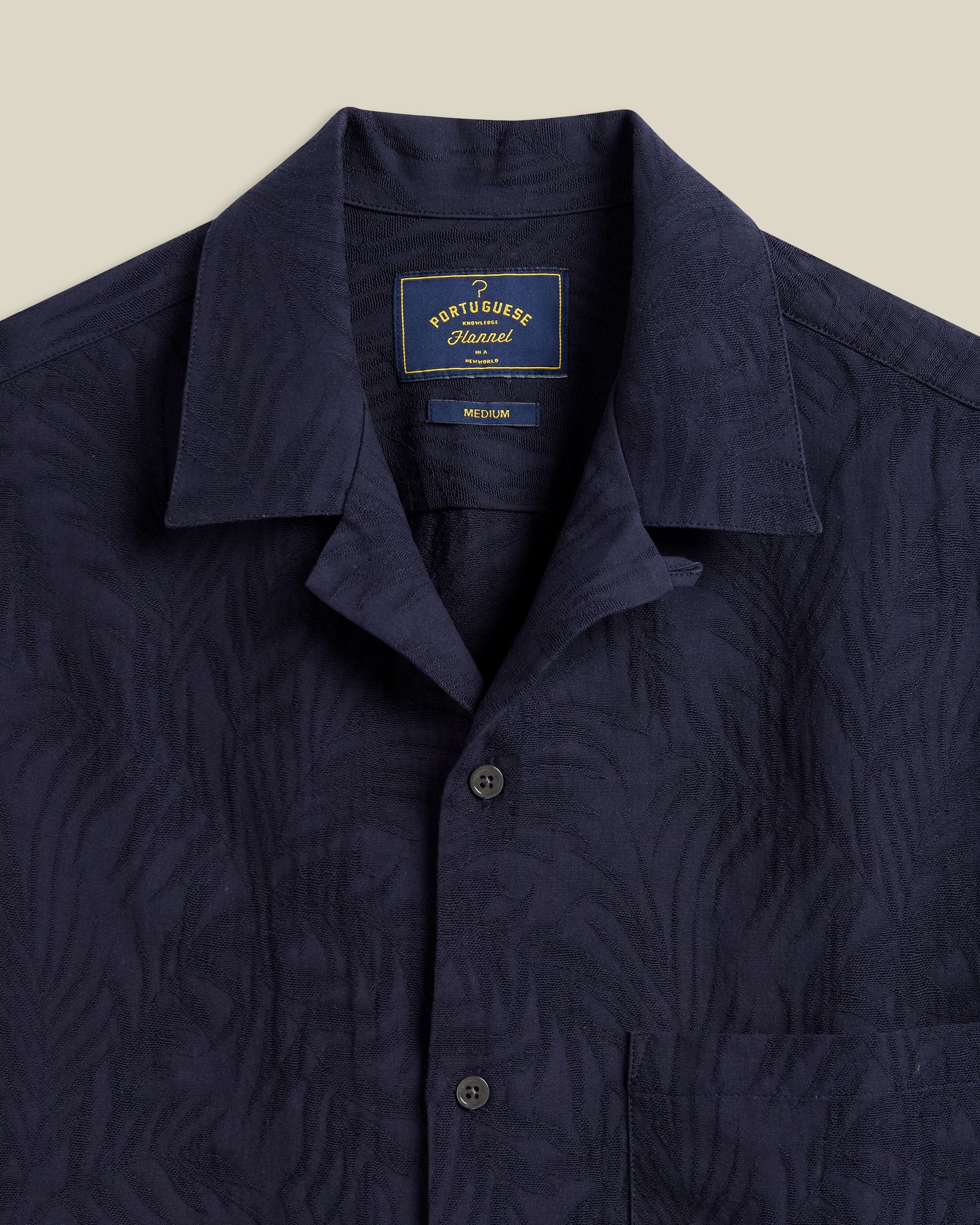 'Palm' Cotton & Tencel Camp Collar Shirt - Image 2