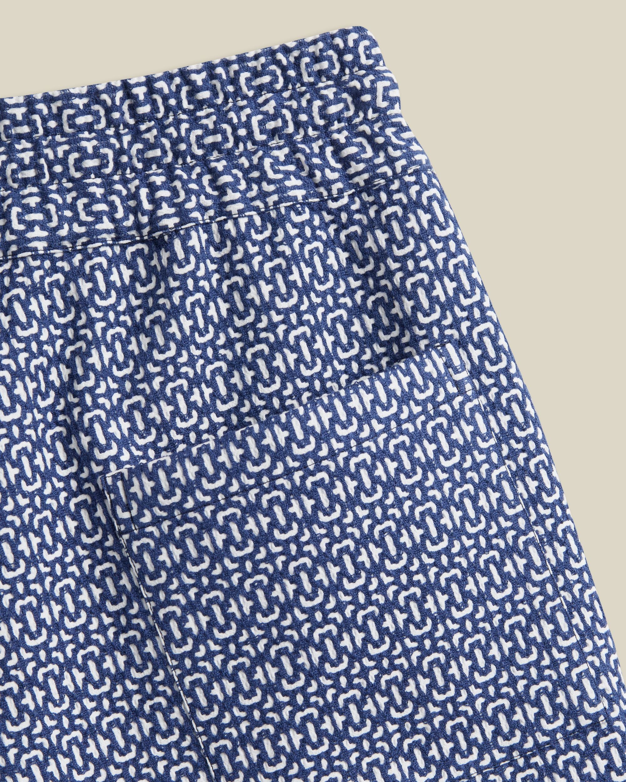 Relaxed Drawstring 'Abstract Tile' Jacquard Shorts - Image 4